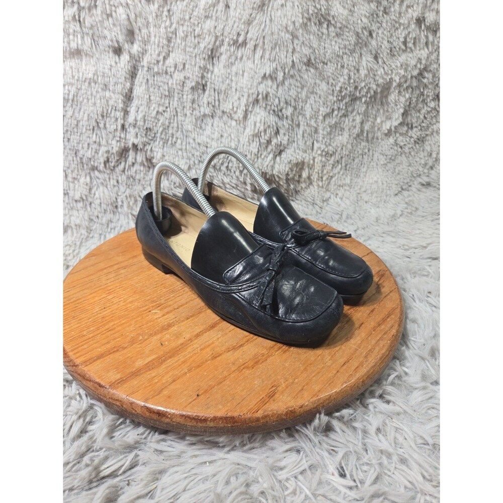 Antonio Melani Cassea Womens Pointy Toe Black Leather Loafer Slip On Size 8.5
